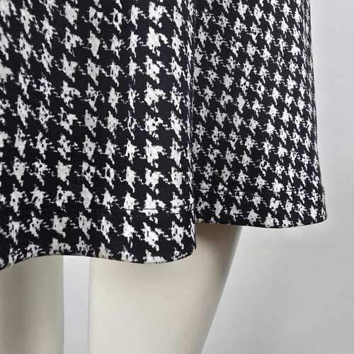 Michael Kors Black Houndstooth Flare Sleeve Mini Dress Size S