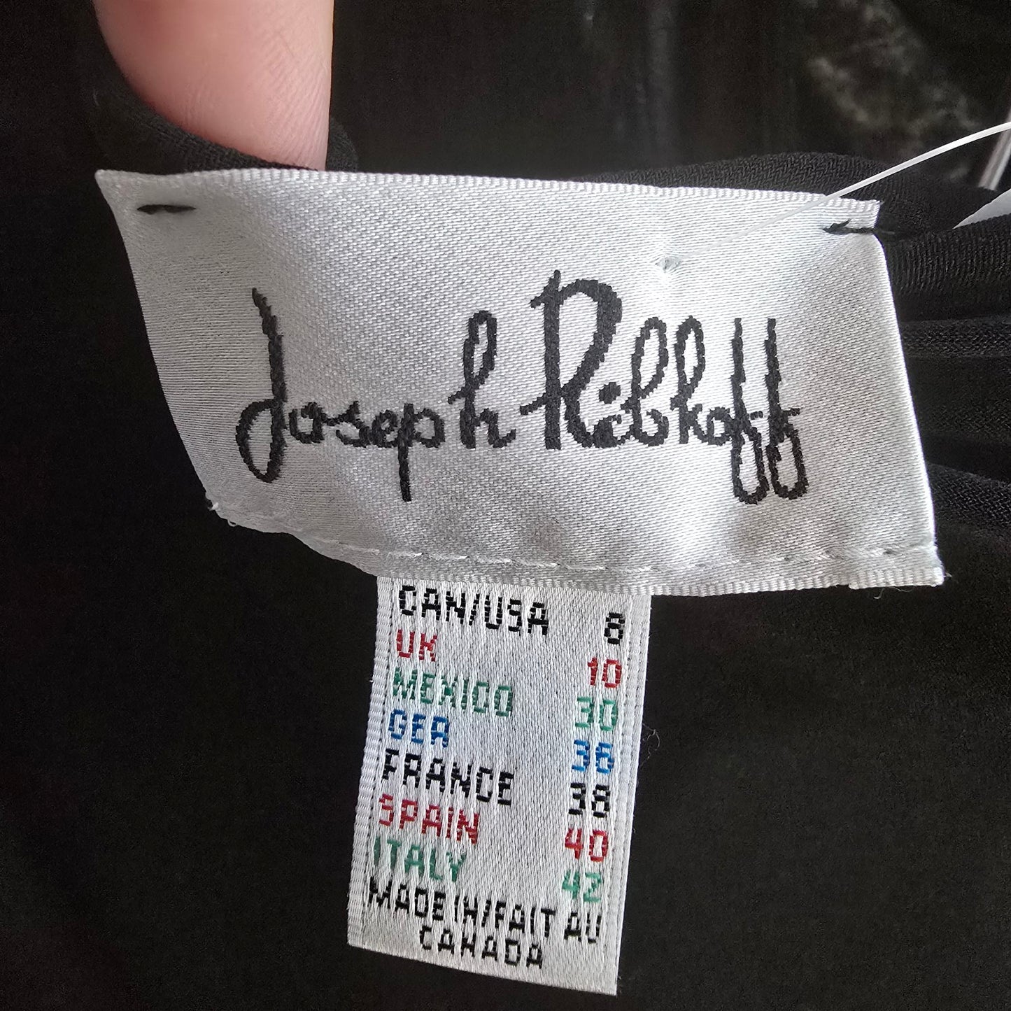 Joseph Ribkoff Black Faux Leather Detail Asymmetrical Midi Dress Size 8