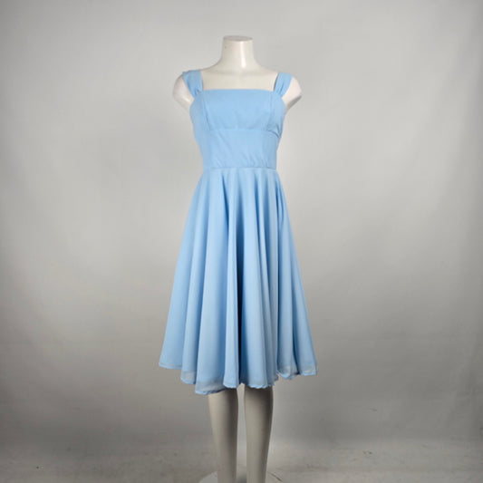 Vintage Handmade Blue Fit & Flare Dress Size S