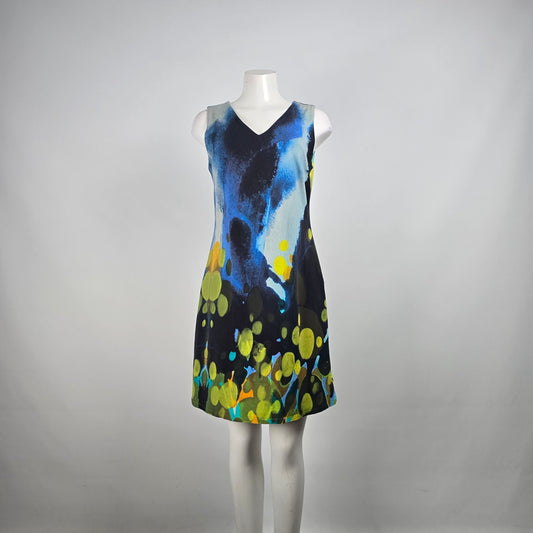 Claire Desjardins Blue Cotton Art Print Mini Dress Size M