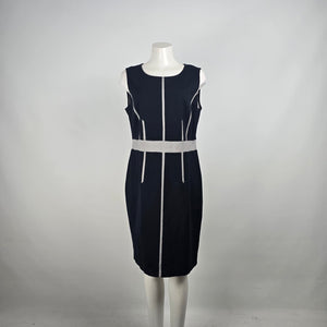 Basler Blue Cotton Sheath Dress Size 12