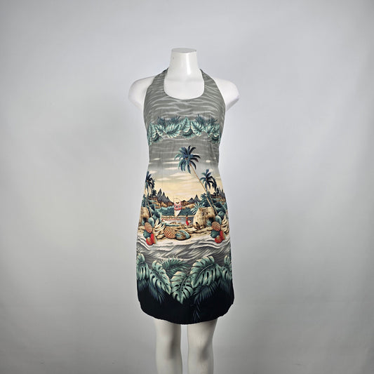 Vintage Royal Creations Cotton Hawaiian Halter Dress Size S/M