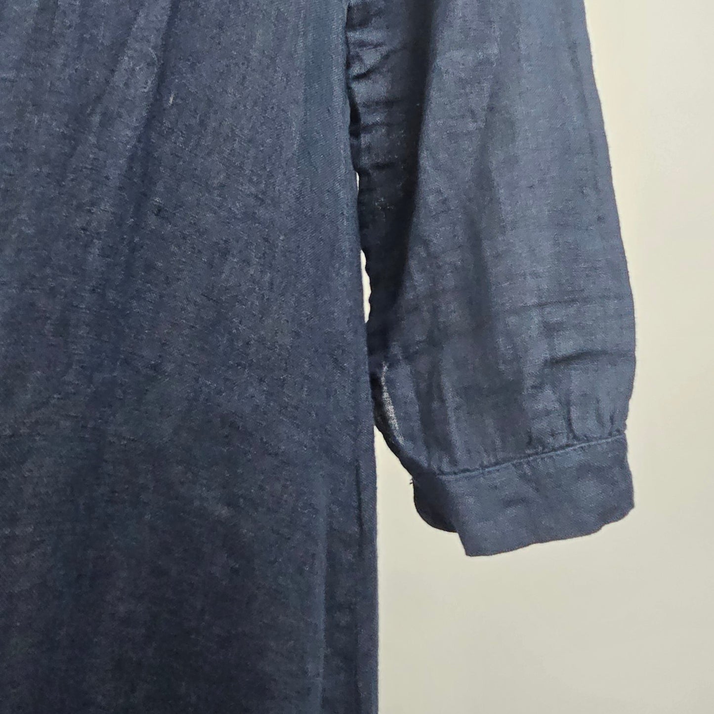 Laura Bianchi Navy Blue Linen Button Up Maxi Dress Size M