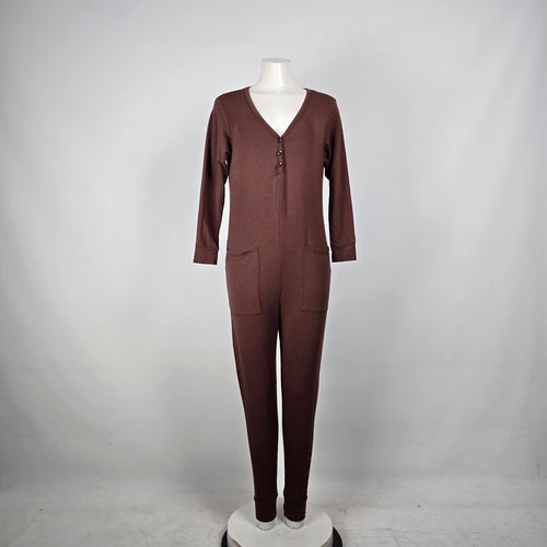 Smash + Tess Brown Onesie Jumpsuit Lounge Wear Size S