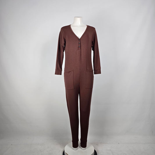Smash + Tess Brown Onesie Jumpsuit Lounge Wear Size S