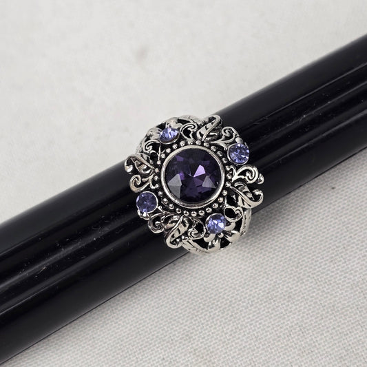 Silver Tone Blue Stone Ring Size 8