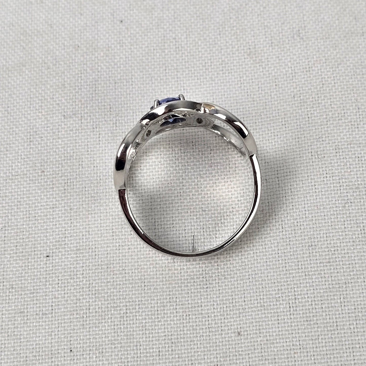 Silver Tone Blue Stone Statement Ring Size 9