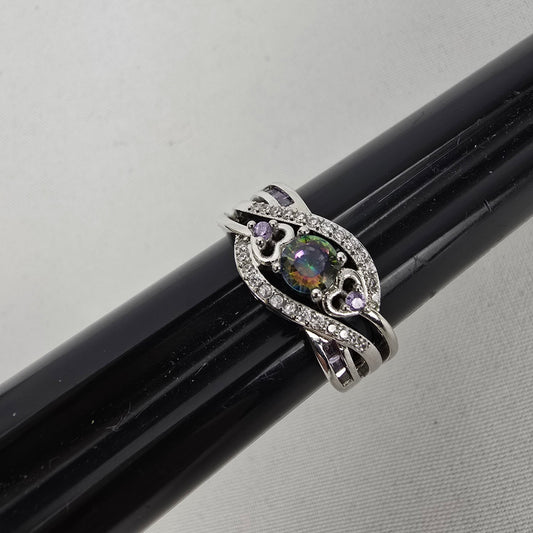 925 Silver Mystic Topaz Ring Size 9