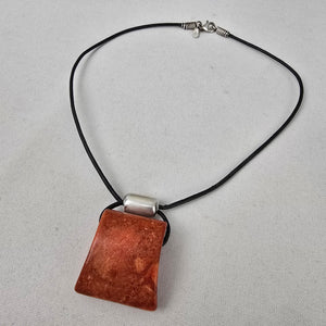 Vintage SILPADA 925 Sterling Silver Red Sponge Coral Pendant Leather Necklace