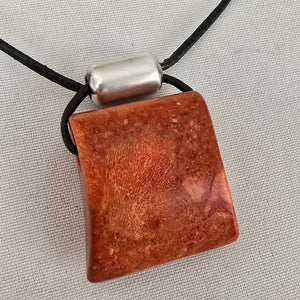Vintage SILPADA 925 Sterling Silver Red Sponge Coral Pendant Leather Necklace