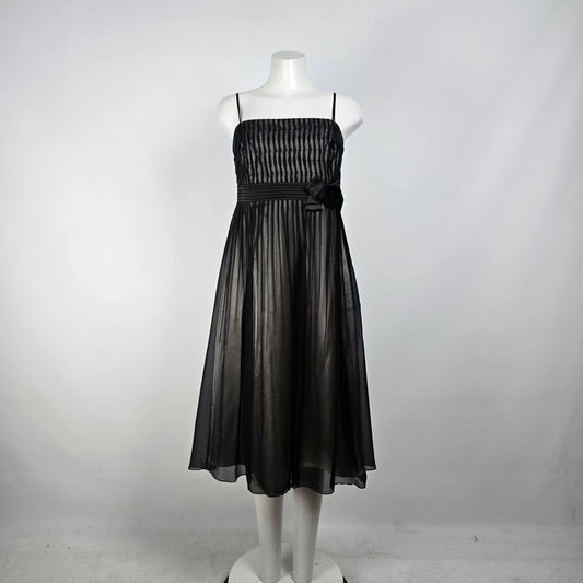 Monsoon Black Silk Midi Dress Size M
