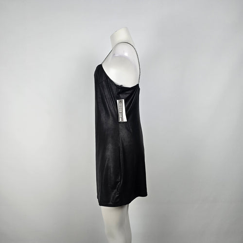 Design Lab Black Rhinestone Detail Mini Dress Size XL