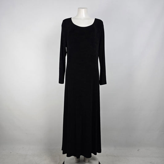 Vintage Primavera Black Slinky Jersey Dress Size L/XL