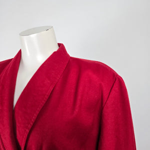 Vintage Lady H. Red Wool Trench Coat Dress Size 16