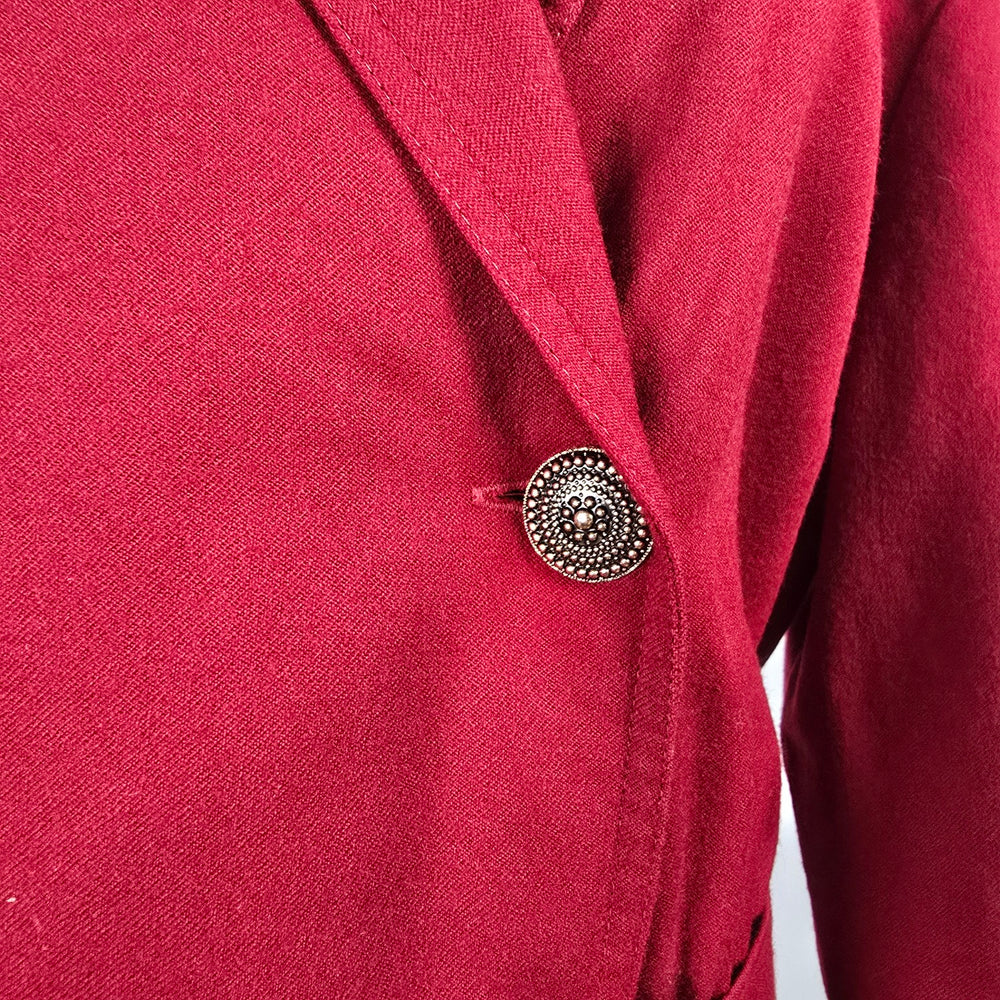 Vintage Lady H. Red Wool Trench Coat Dress Size 16