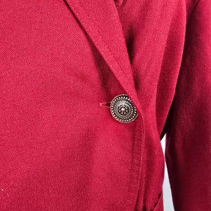 Vintage Lady H. Red Wool Trench Coat Dress Size 16