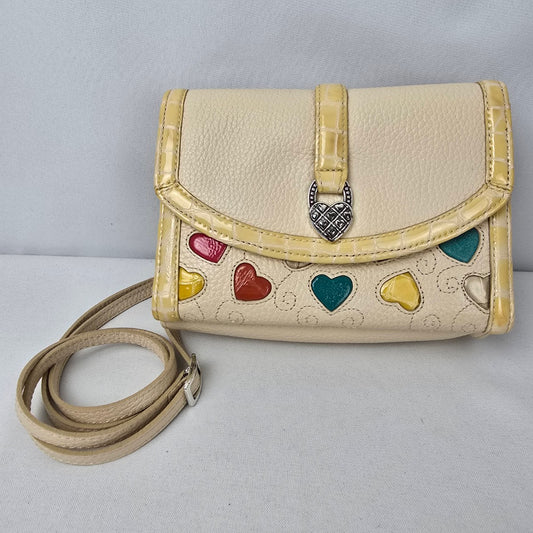 Brighton Cream Leather Heart Print Wallet Purse