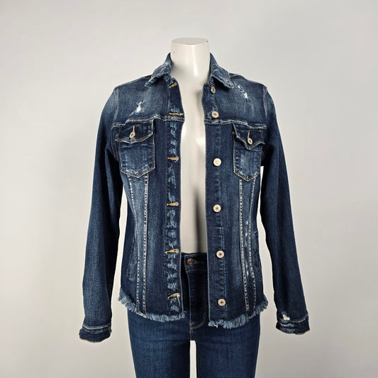 KanCan Dark Denim Cotton Distressed Jean Jacket Size M