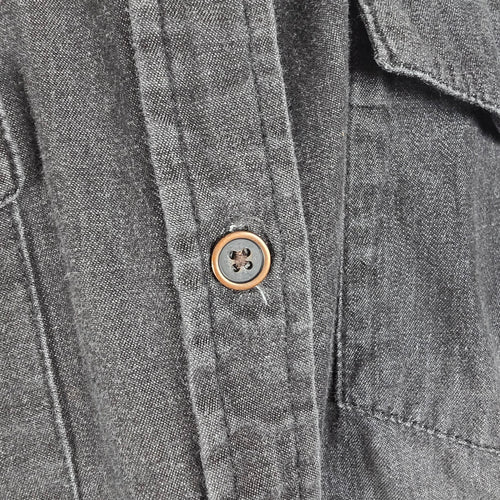 Sherrry Cervi Black Cotton Denim Embroidered Back Button Up Top Size L