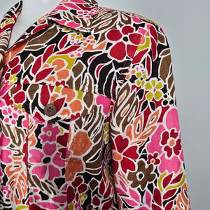 Patrick Christopher Pink Floral Linen Button Up light Jacket Size M