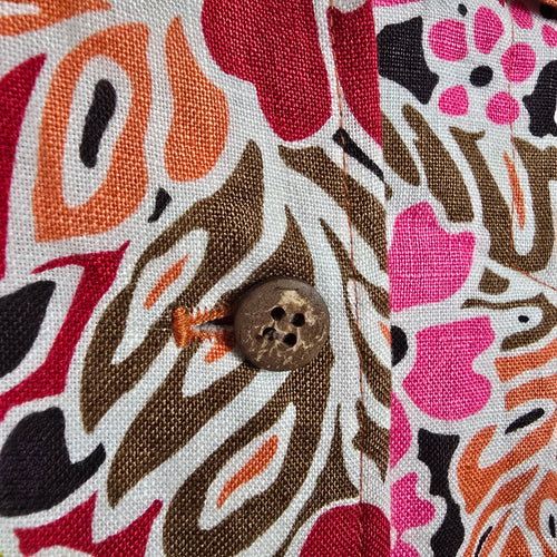Patrick Christopher Pink Floral Linen Button Up light Jacket Size M