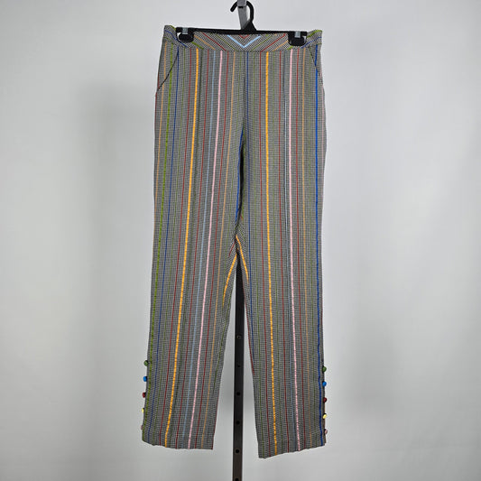 Rosie Assoulin Oboe Mini Rainbow Houndstooth Wool Silk Pants Size 8