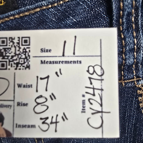 Wax Jeans Low Rise Boot Cut Embroidered Studded Pockets Denim Jeans Size 11