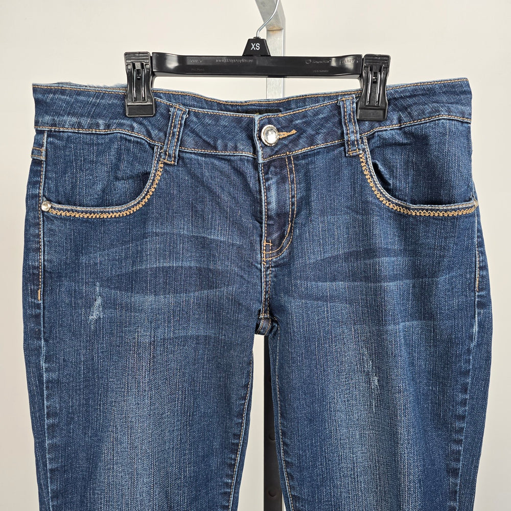 Wax Jeans Low Rise Boot Cut Embroidered Studded Pockets Denim Jeans Size 11