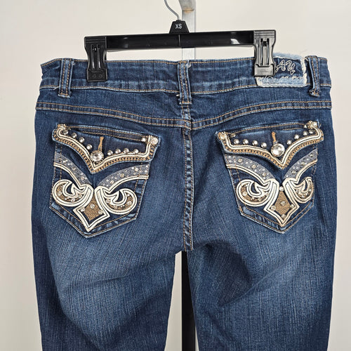 Wax Jeans Low Rise Boot Cut Embroidered Studded Pockets Denim Jeans Size 11