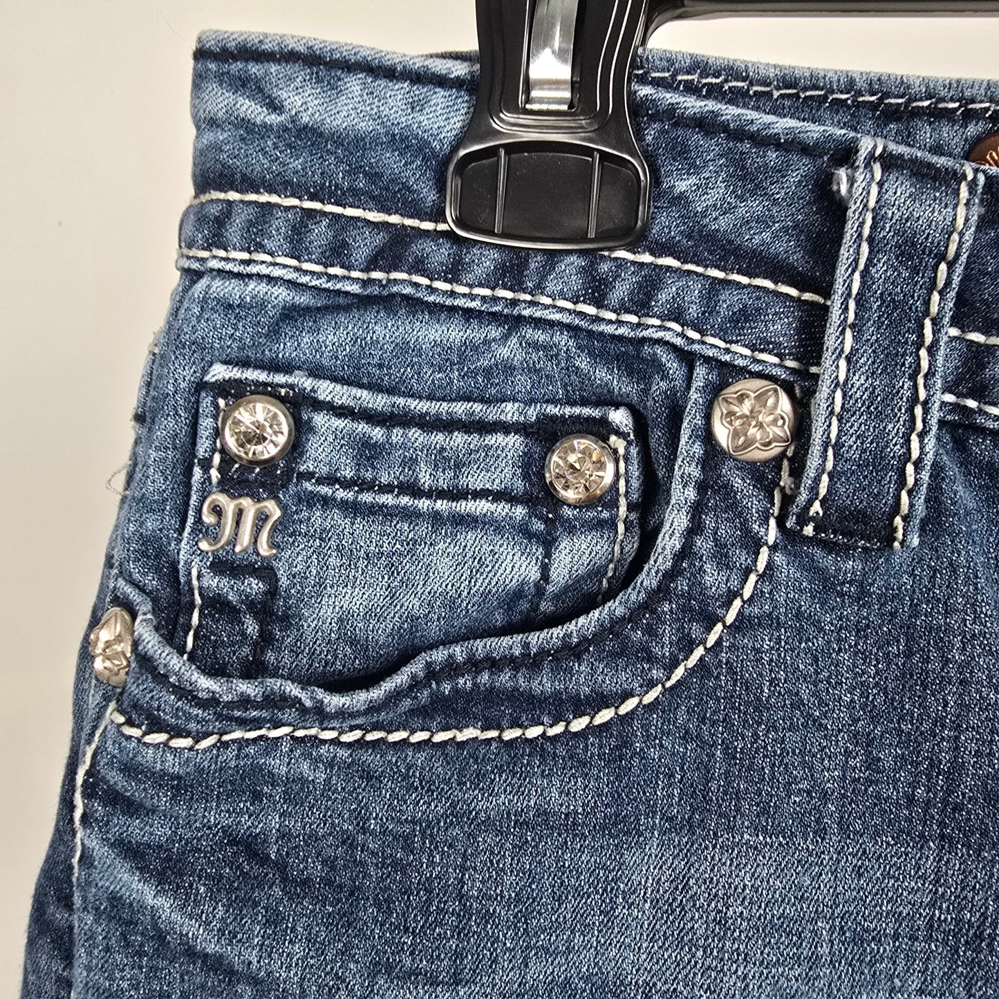 Miss Me Straight Leg Studded Pocket Denim Jeans Size 31