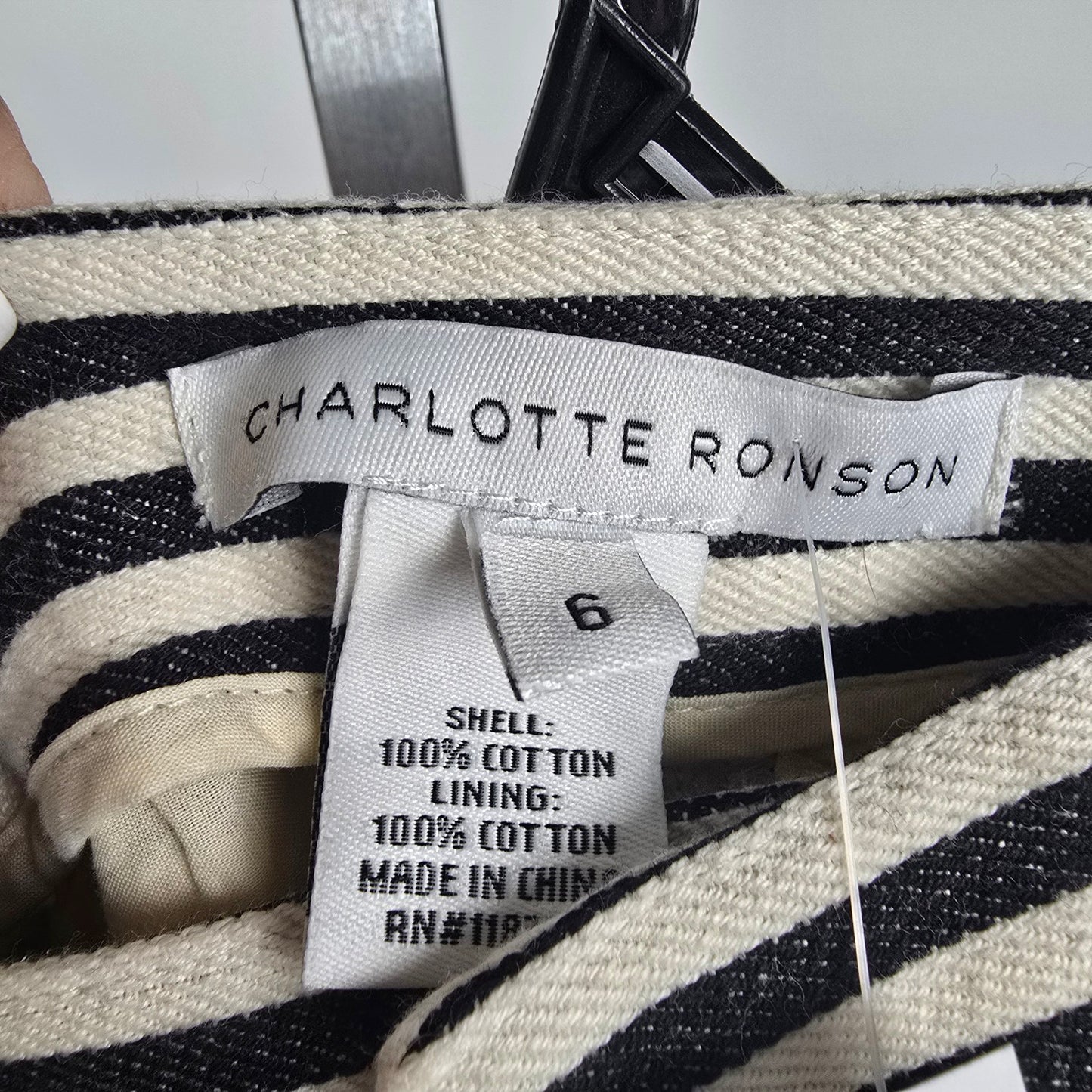 Charlotte Ronson Black & White Stripped Cotton Pants Size 6