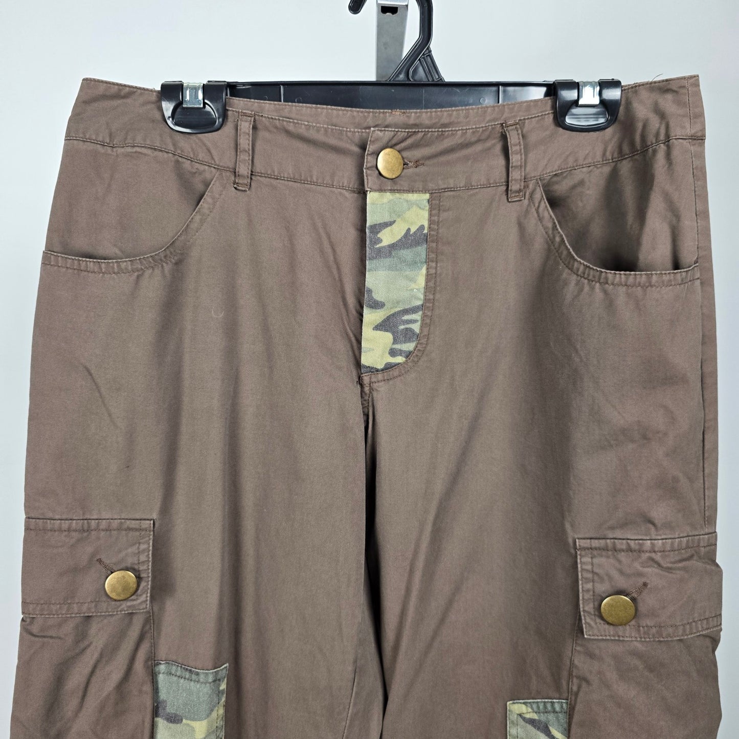 Brown Cotton Khaki Camo Cinched Ankle Pants Size L
