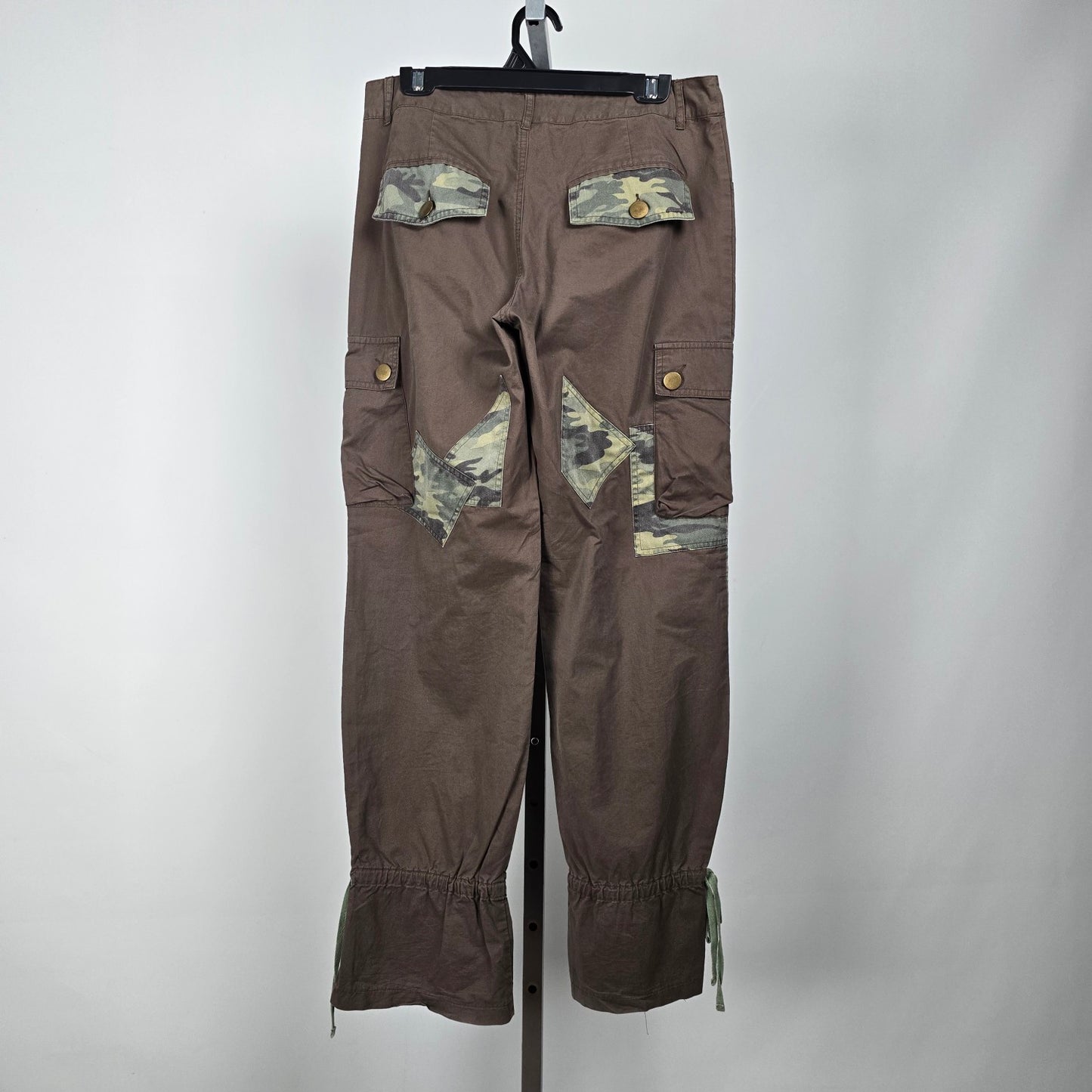Brown Cotton Khaki Camo Cinched Ankle Pants Size L