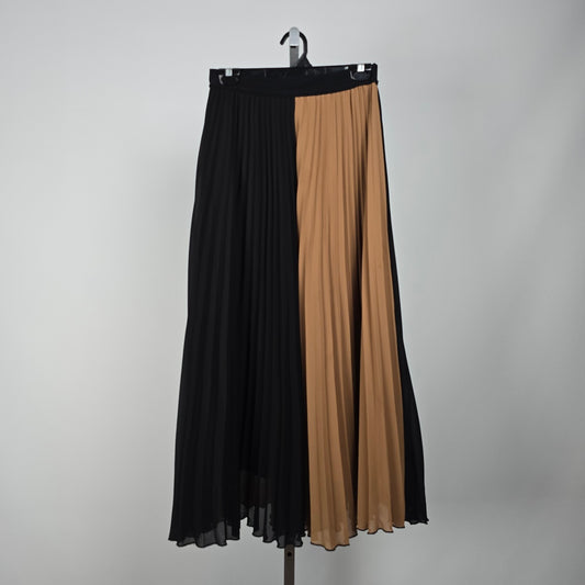 InWear Brown & Black Pleated Maxi Skirt Size 10