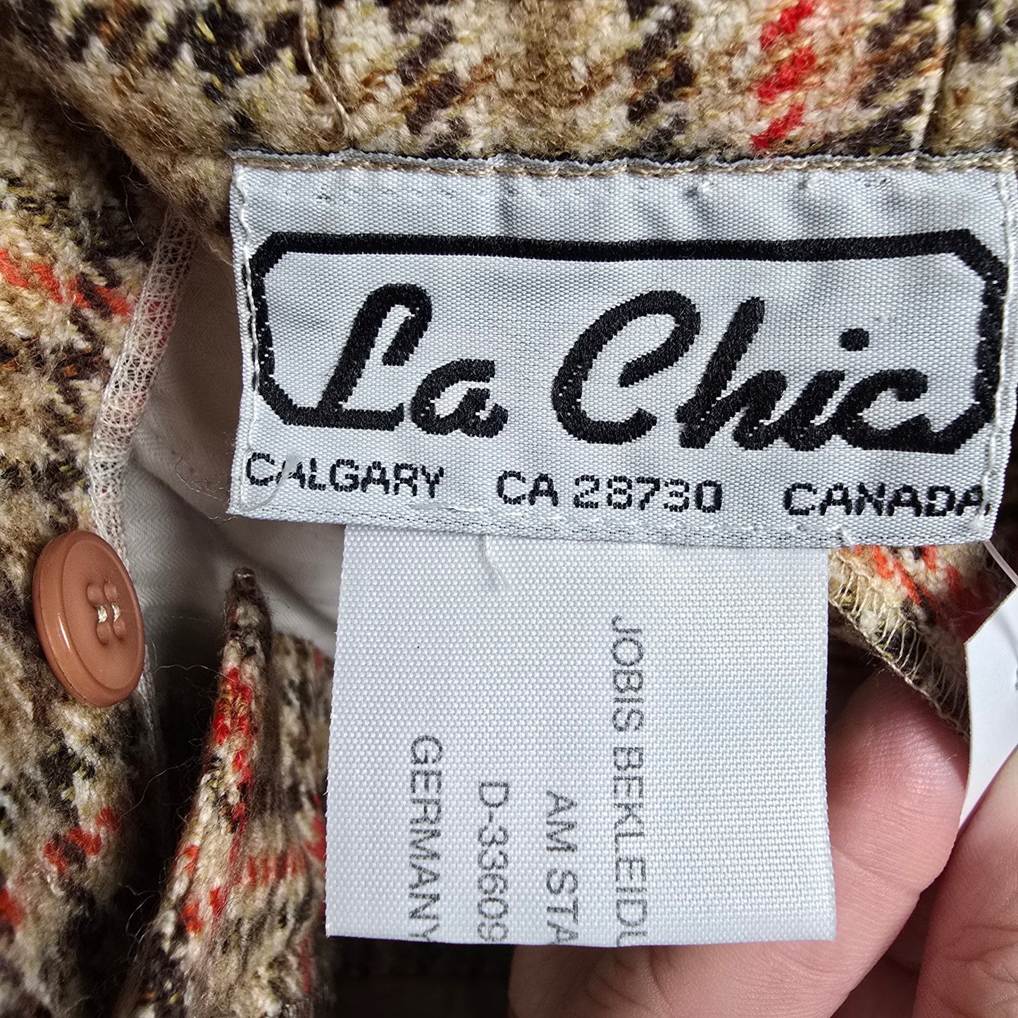 La Chic Reine Schurwolle Brown Houndstooth Wool Trousers Size 14