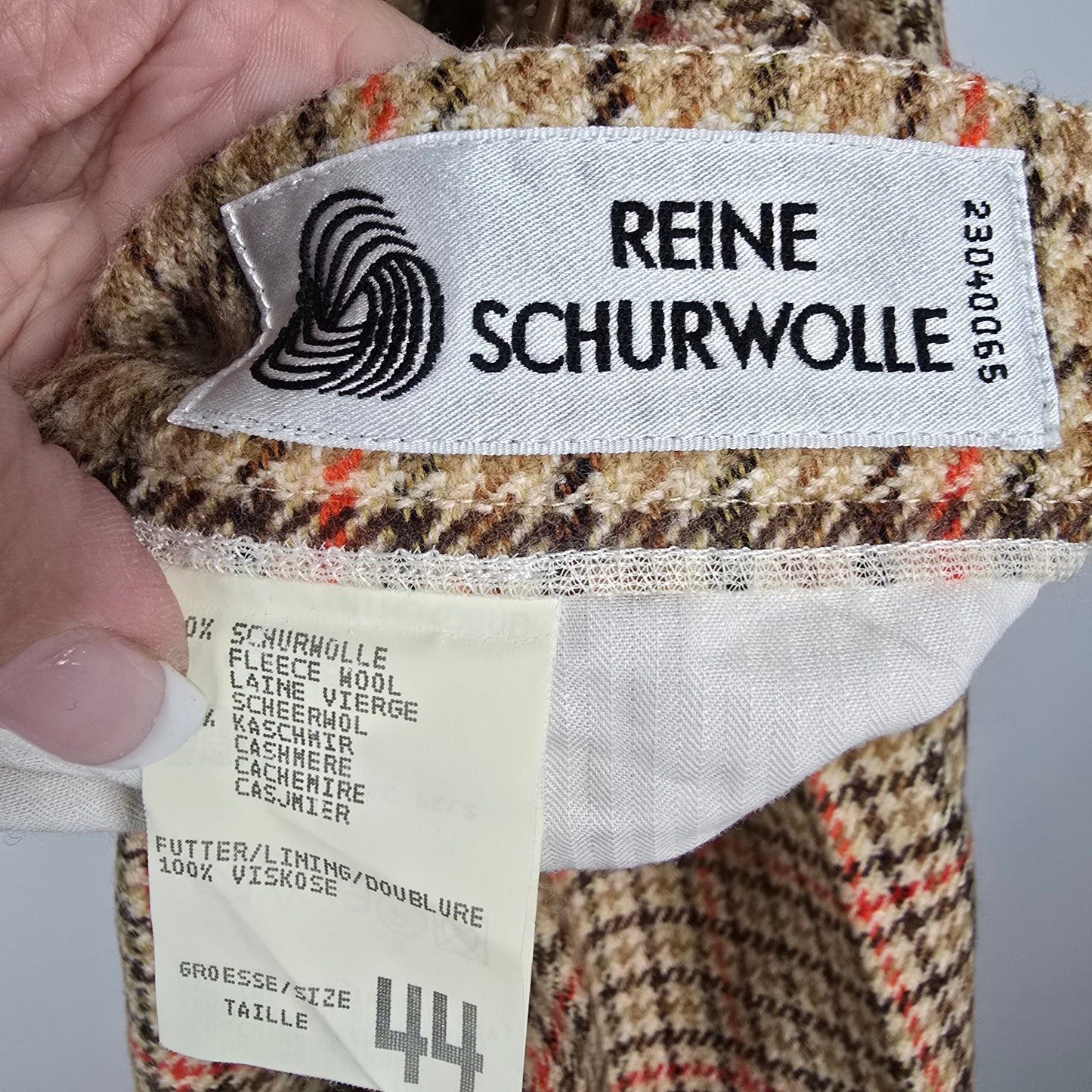 La Chic Reine Schurwolle Brown Houndstooth Wool Trousers Size 14