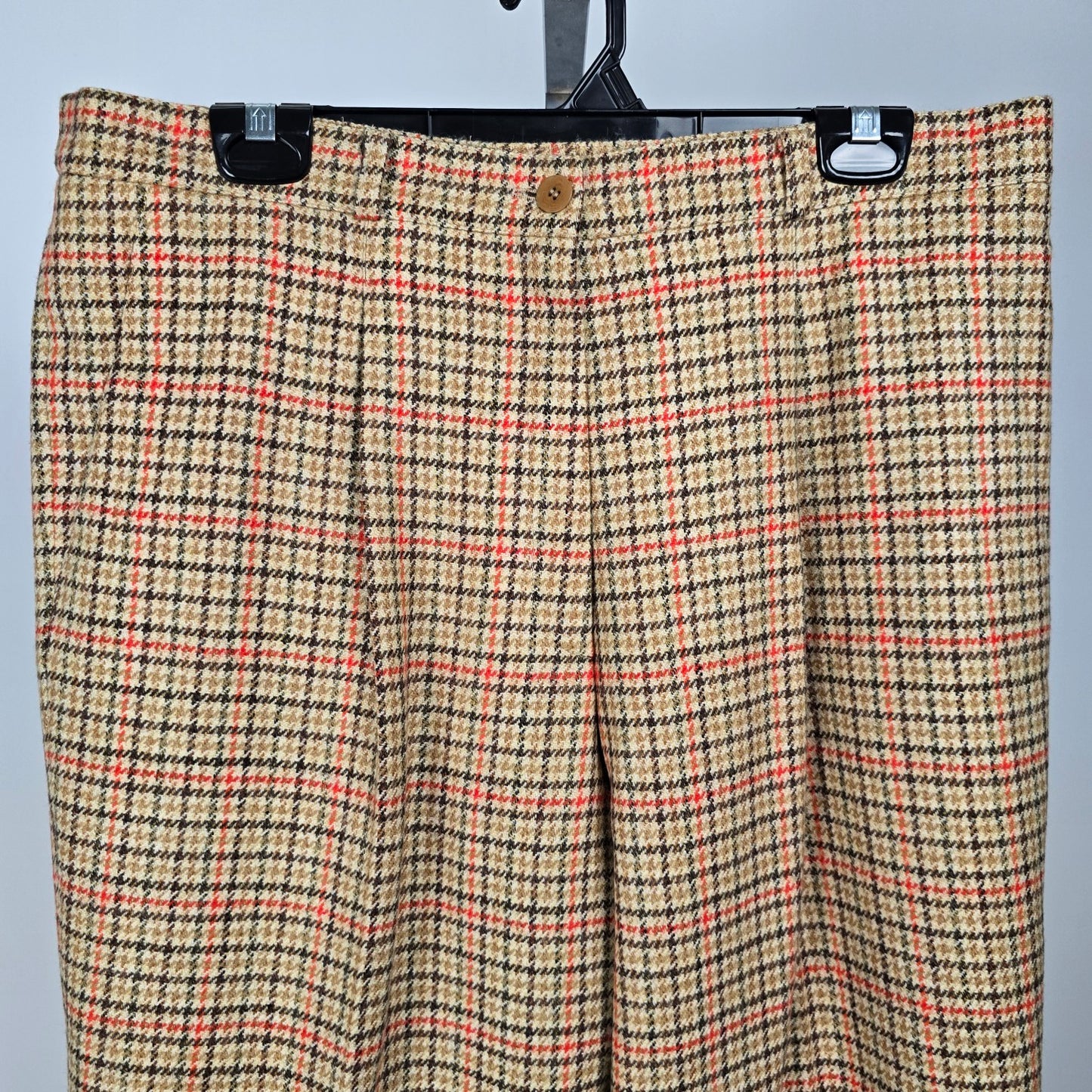 La Chic Reine Schurwolle Brown Houndstooth Wool Trousers Size 14