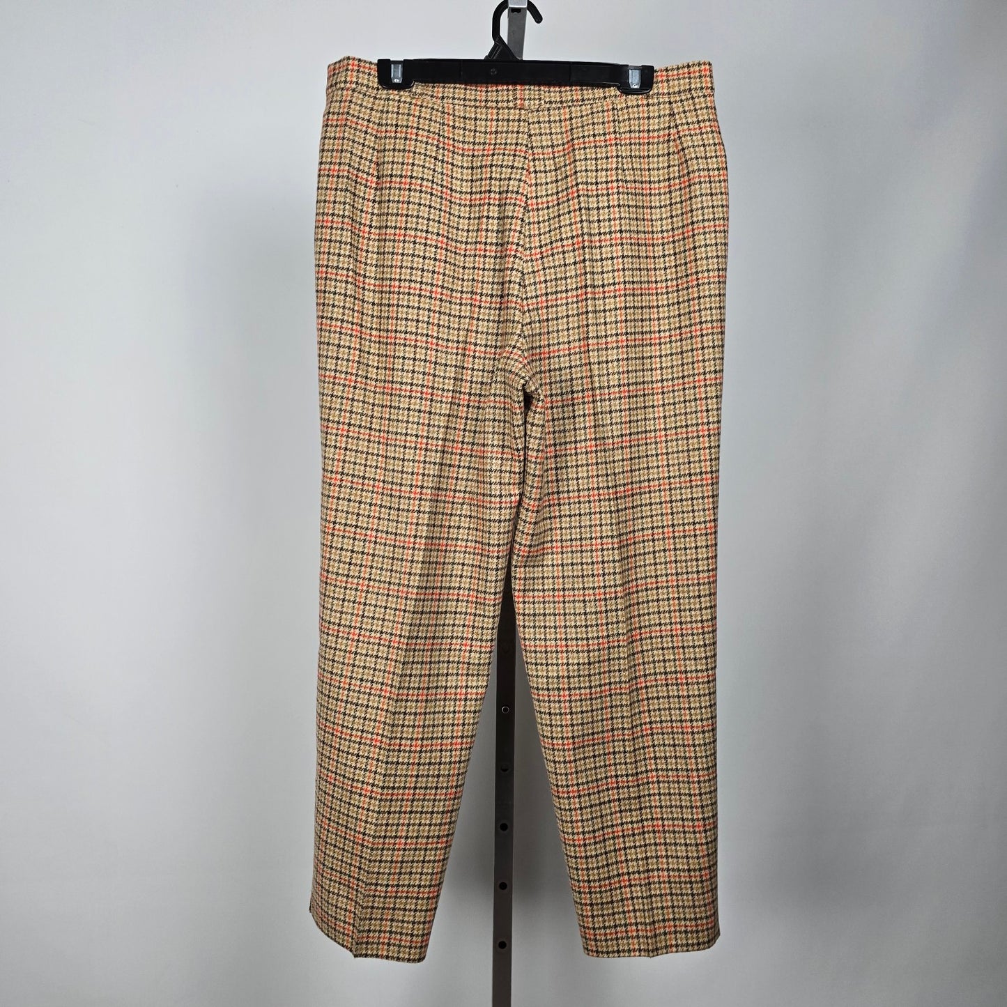 La Chic Reine Schurwolle Brown Houndstooth Wool Trousers Size 14