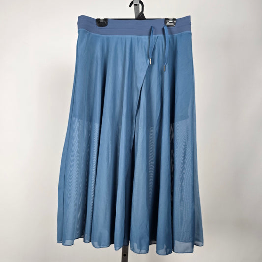 Blue Tulle Midi High Waist Flowy Skirt Over Shorts Size XL