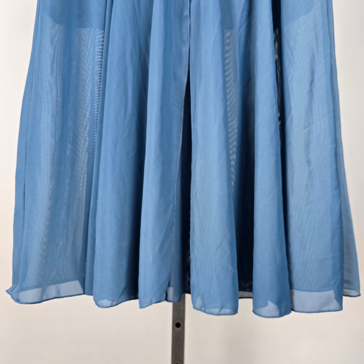 Blue Tulle Midi High Waist Flowy Skirt Over Shorts Size XL