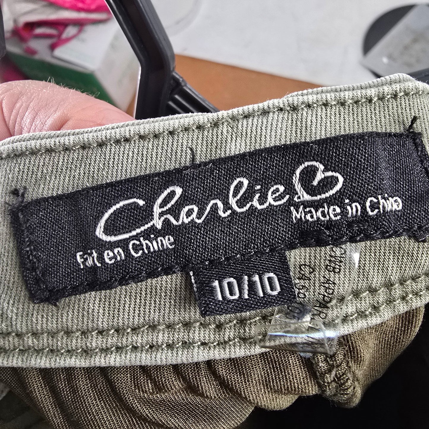 Charlie B Green Cotton Denim Min Skirt Size 10