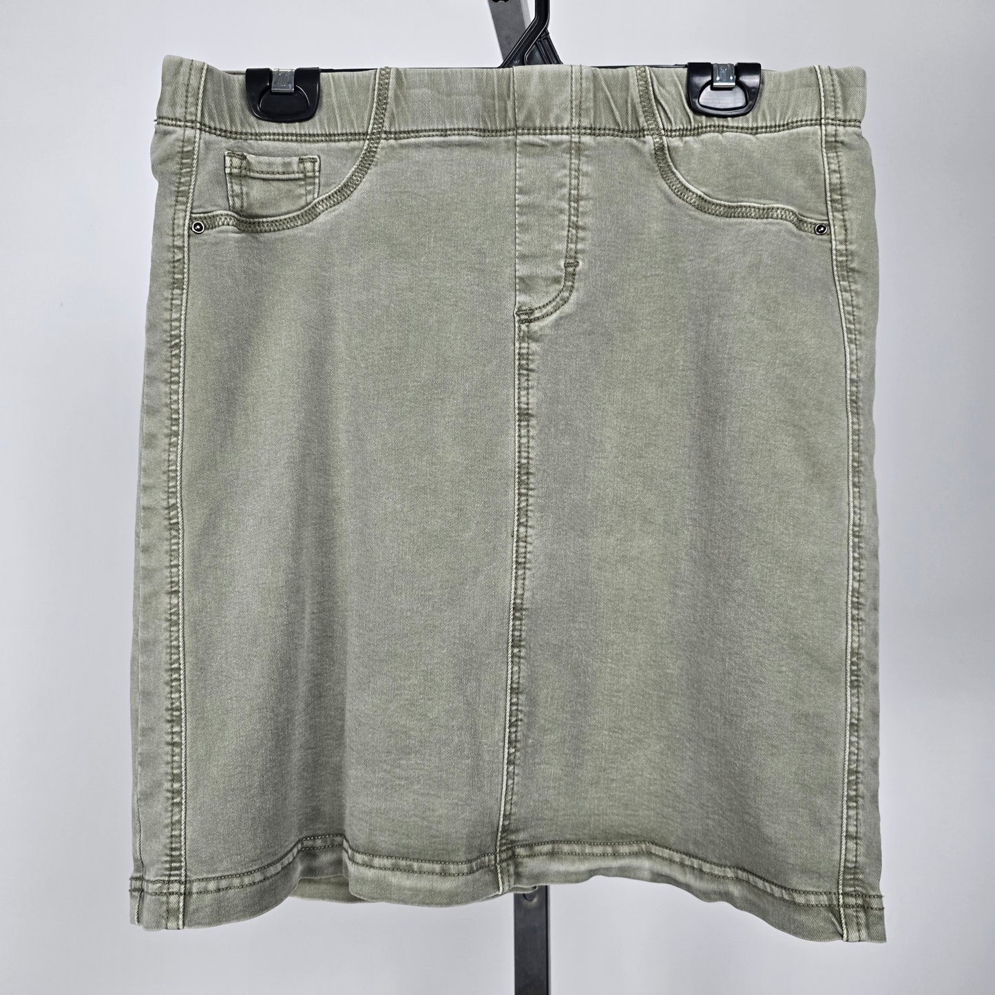 Charlie B Green Cotton Denim Min Skirt Size 10
