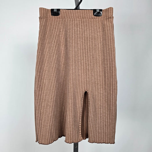 Vero Moda Brown Knit Ribbed Midi Skirt Size M