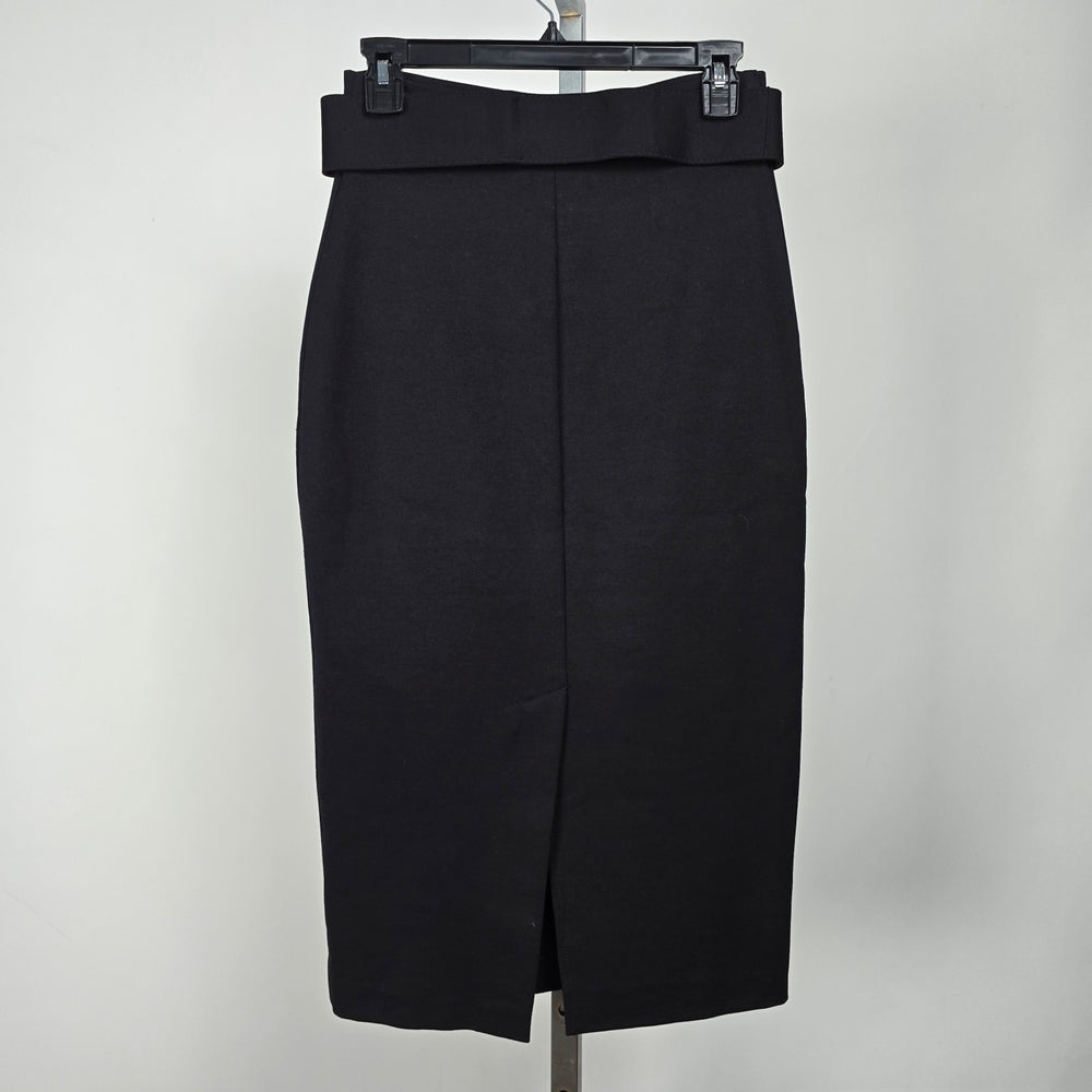 Le Chateau Black Belted Midi Pencil Skirt Size 5/6