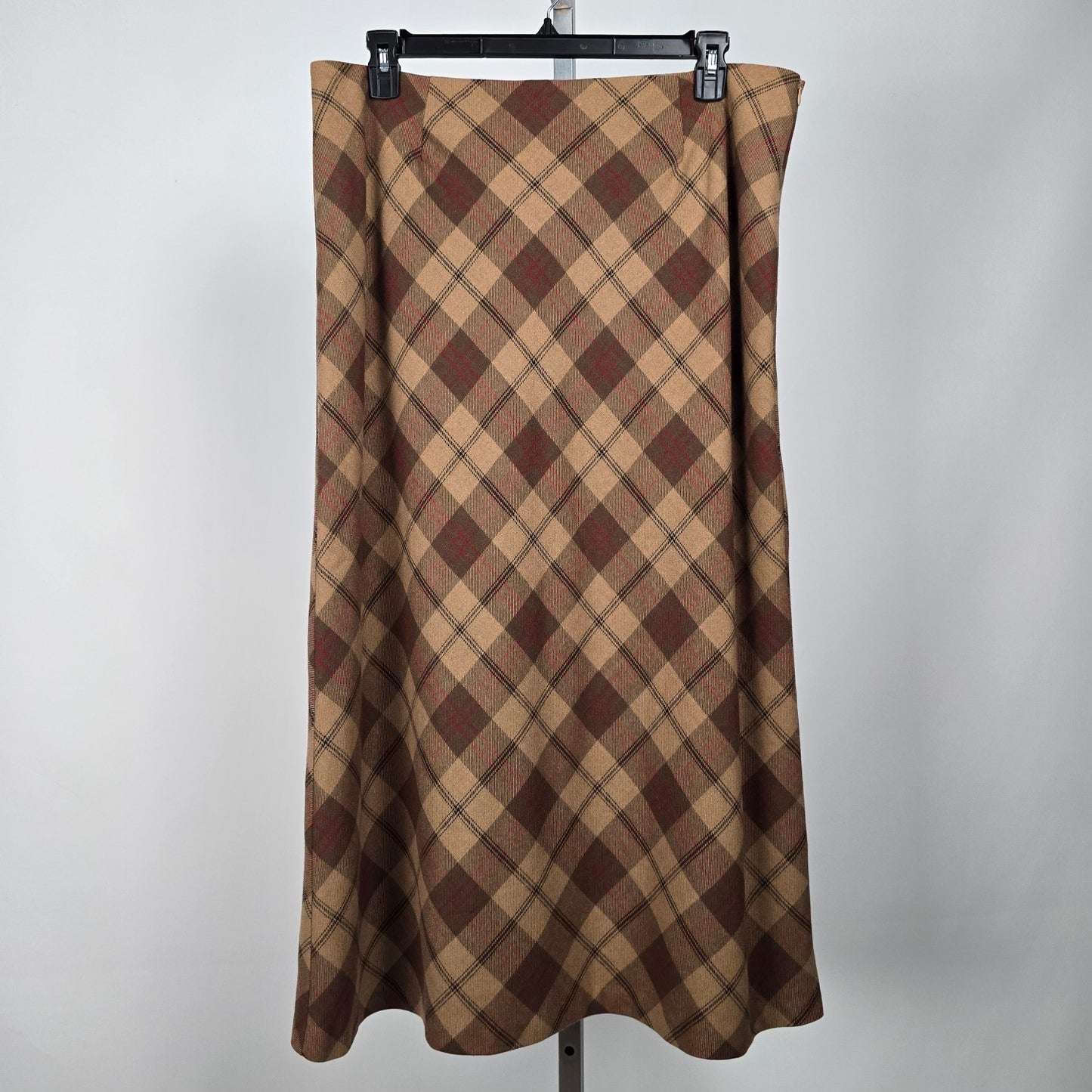 Vintage D'Allaird Brown Wool Plaid Maxi Skirt Size 18