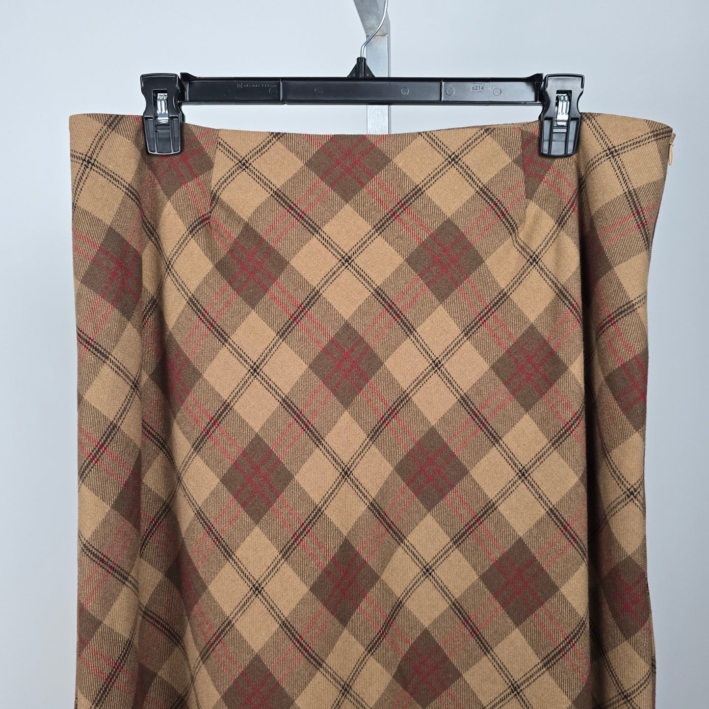 Vintage D'Allaird Brown Wool Plaid Maxi Skirt Size 18