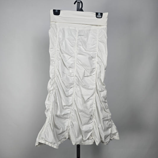 XCVI White Cotton Ruched Maxi Skirt Size S