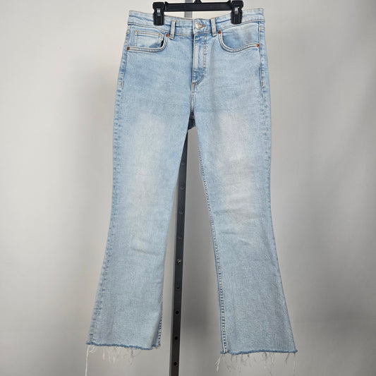 Zara Light Wash Cropped Flare Leg Jeans Size 10