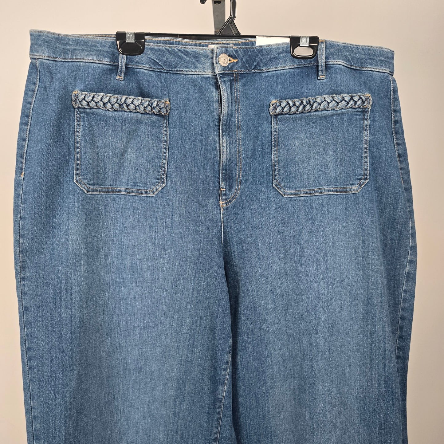 DC Jamb Large Wide Leg Curvy Medium Wash Braided Detail Jeans Size 26