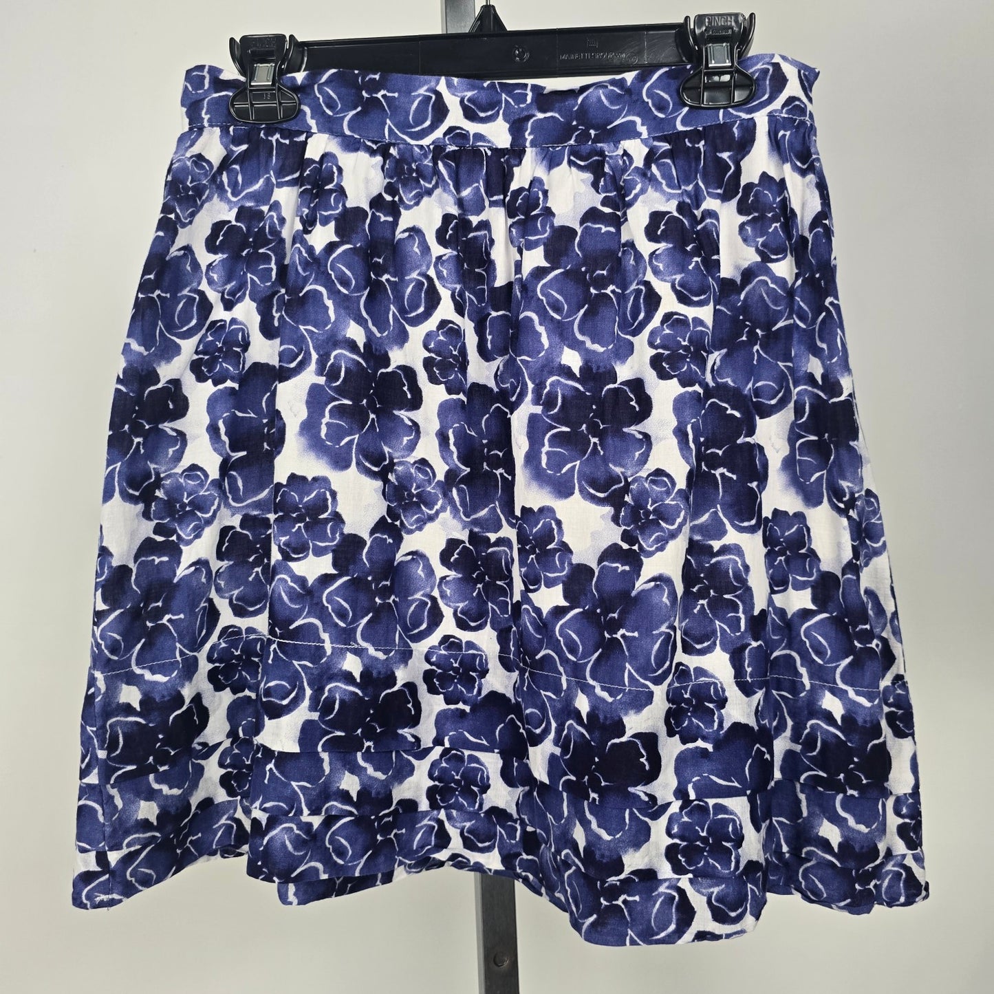 Pure Alfred Sung Cotton Blue Floral Mini Skirt Size 6